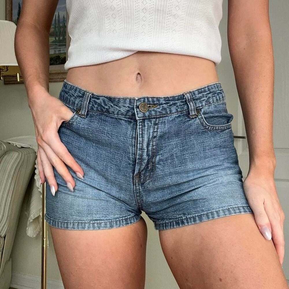 Outlooks Y2K Low Rise Cotton Denim Shorts